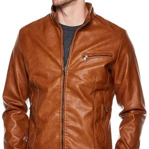 Trimthread Men's Vintage Slim Faux Leather Jacket
